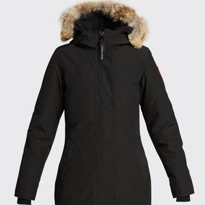 CANADA GOOSE Victoria Fur-Hood Parka Jacket Black Medium
